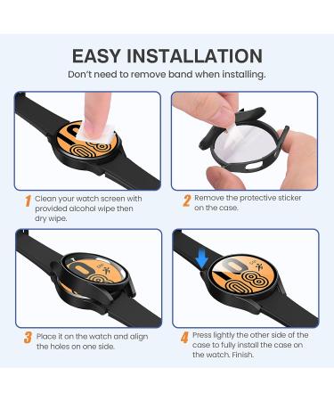 2Pack Tensea Samsung Galaxy Watch 4 44mm Screen Protector Case - Matte Black - Buy Online on GoSupps.com