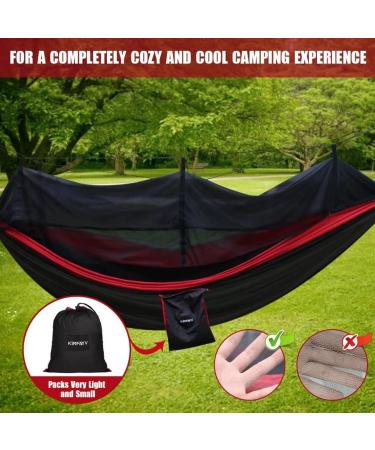 Kinfayv Camping Hammock with Net and Rain Fly - Portable Double Hammock for Travel, Backpacking & Outdoor Activities (Red) - Buy Online on GoSupps.com