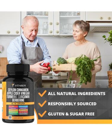 Ceylon Cinnamon Capsules 3000mg Turmeric 3000mg Apple Cider Vinegar 3000 mg Ginseng 2000mg Aloe Vera 2000mg Berberine Supplement 1200mg + Banaba | Bitter Melon | Gymnema | Ginger Root - 60 Count 60 Count (Pack of 1) - Buy Online on GoSupps.com