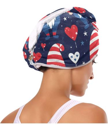 Cute American Independence Dwarf Hair Towel 2 Pack | Super Absorbent Quick Dry Hair Turbans for Women & Girls - Buy Online on GoSupps.com