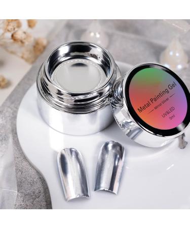 Metallic Painting Gel - 5ml Silver Metal Painted Gel Nail Polish - Reflective High Shine Nail Polish Soak Off UV/LED - Drawing Mirror Nail Gel Polish - Buy Online on GoSupps.com