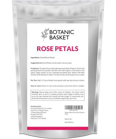 Botanic Basket Edible Rose Petals 50 grams Non GMO Natural Perfect for Tea Cocktail Flowers Mocktail Decorations Confetti Soap Making - Buy Online on GoSupps.com