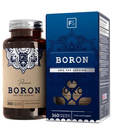 FS Boron | 360 Boron Supplements - High Strength Vegan Boron Tablets 6mg Boron per Serving | 6 Month Supply | Gluten Allergen Free & Non-GMO | Manufactured in The UK 360 count (Pack of 1)