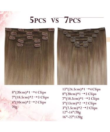 Easyouth 14 Inch Balayage Clip in Hair Extensions - Real Human Hair Brown to Blonde Ombre - 7Pcs Clip #8/60/18 - Buy Online on GoSupps.com