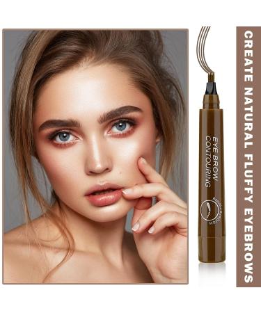 2PCS Waterproof Eyebrow Microblading Pen with 4 Micro-Fork Tips - Dark Brown - Buy Online on GoSupps.com