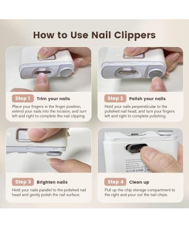 Automatic Electric Nail Clipper 2-in-1 with Trimmer & Light for All Ages - Baby Child Adult & Senior - White - Buy Online on GoSupps.com