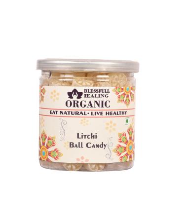 Blessfull Healing Organic Litchi Ball Candy 400 Gram Airtight Container (Packing May Vary)