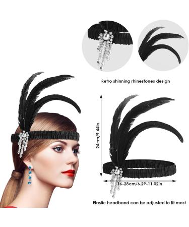 WLLHYF Feather Headwear Feather Headband Flapper Headpiece Head Wear Fashion Soft and Comfortable Hair Bows Hair 1920s Accessories for Kids Girls Party Decoration (Silver Tassel Black Feather) - Buy Online on GoSupps.com