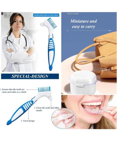 Dental Prosthesis Box with Sieve | Denture Case Set for Storage & Cleaning | White Dental Box with Cleaner Brushes - Buy Online on GoSupps.com