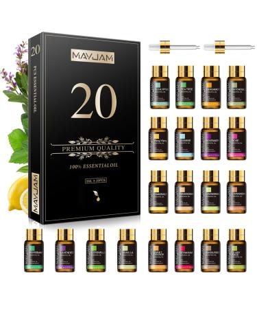MAYJAM 20 Pcs Pure Essential Oil Gift Set Essential Oils for Diffusers for Home Aromatherapy Oils for Diffuser Humidifiers Gift for Friend (5ML) Eucalyptus - Buy Online on GoSupps.com