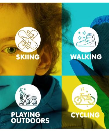 Kids Electric Heated Winter Gloves - Toddler Waterproof Ski Mittens, Blue - L/XL (8-12 Years) - Buy Online on GoSupps.com