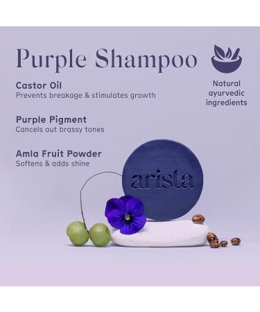 Arista Purple Shampoo Bar with Amla Fruit Powder & Castor Oil - Moisturizing Solid Shampoo for Grey Hair - Buy Online on GoSupps.com
