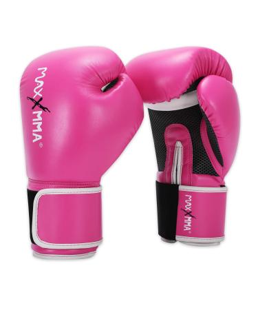 MaxxMMA Pro Style Boxing Gloves for Men & Women, Training Heavy Bag Workout Mitts Muay Thai Sparring Kickboxing Punching Bagwork Fight Gloves Pink 10 oz.