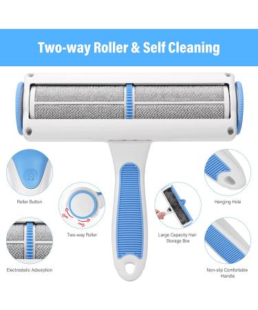 Pet Hair Remover Roller for Couch, Carpet, Bedding, Clothes - Self-Cleaning Portable Dog & Cat Hair Remover with Non-Slip Handle - Buy Online on GoSupps.com
