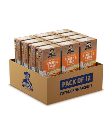Quaker Peaches & Cream Flavour Instant Oatmeal Multi-Pack 8 Packets 264g (Pack of 12)