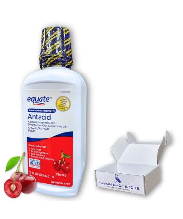 Antacid Liquid Maximum Strength- Cherry Flavor 12 fl. Oz (Pack of 1) Boxed by Fusion Shop Store
