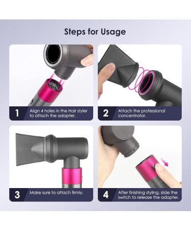 Professional Concentrator and Adapter Kit Compatible with Dyson Airwrap Attachment Including Hair Dryer Attachment Holder for Smooth Frizz and Flyaway - Buy Online on GoSupps.com