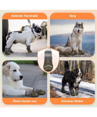 Slowton Dog Shoes for All Sizes - Breathable Non-Slip Paw Protection Boots with Adjustable Reflective Velcro Fastener - Outdoor Pet Footwear (Size 6 Width 6.5 cm Hellbraun) - Buy Online on GoSupps.com