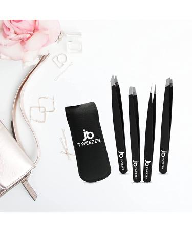 Justblanks Stainless Steel Precision Tweezers for Women - Ideal for Eyebrows, Ingrown Hair, Splinters, Blackheads & Tick Removal - Pack of 4 - Buy Online on GoSupps.com