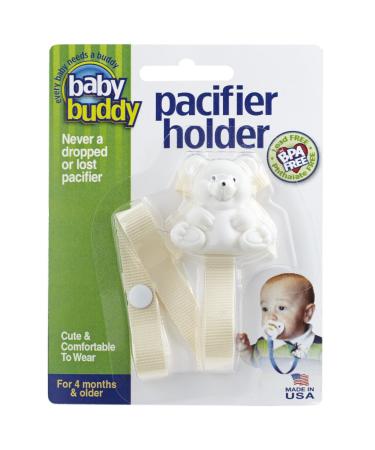 Baby Buddy Bear Pacifier Holder Clip Snaps To Paci  Teether  Toy  Clips To Baby s Shirt  Pacifier Clip For Babies 4 Months & Up/Toddler Boys & Girls  Pacifier Holder  Baby Must Haves  Cream  1 Pack 1 Count Cream