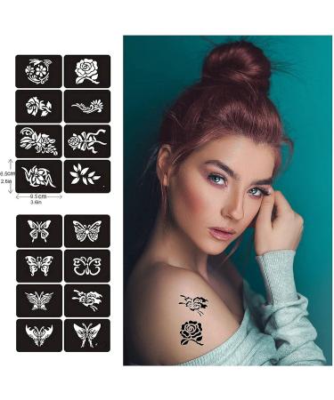 Reusable Black Henna Tattoo Stencils: Flowers, Butterflies | Large Size DIY Kit for Women & Teen Girls - Buy Online on GoSupps.com