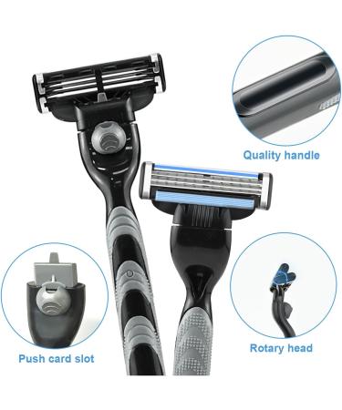 SIMDAO 24 Pcs Mach 3 Razor Blades Manual Razor Blades Refills with Knife Holder 3 Layered Razor Blade Compatible with Gillette Mach 3 Men Shaver Blade for Men Father Boyfriend Home Office Use - Buy Online on GoSupps.com