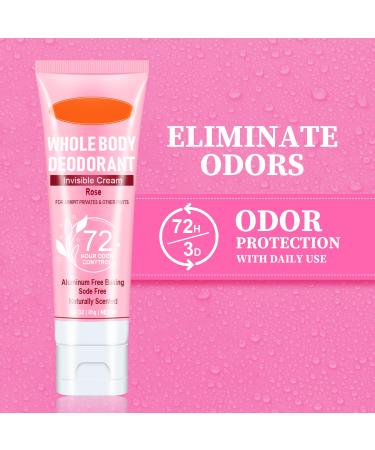 Whole Body Deodorant for Women 72 Hour Odor Control Women's Deodorant Invisible Cream Body Deodorant Deodorant for Men & Women All Day Odor Protection Aluminum Free 3.0 Oz (Rose) - Buy Online on GoSupps.com