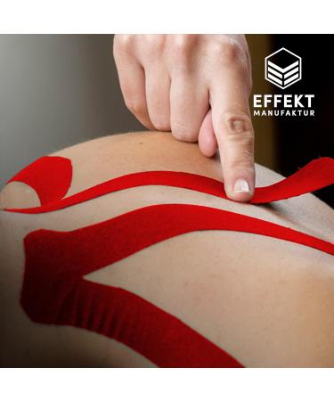 Effekt Kinesiology Tape Waterproof 5m x 5cm - 2 Rolls Red + Black | Elastic Physio Tape for Muscle Support & Injury Recovery - Buy Online on GoSupps.com