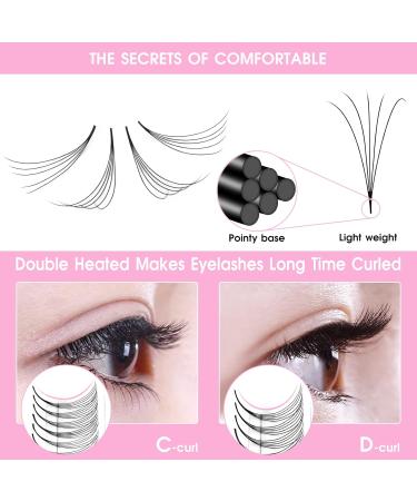 5D-C-0.10-13 Pointy Base Pre Made Fan Eyelash Extensions | 13mm Russian Volume Lashes | C D Curl | 0.05 0.07 0.10 Lash Extensions - Buy Online on GoSupps.com