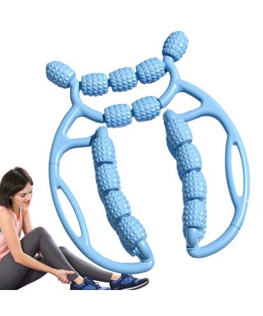 Massage roller for legs-23 wheels circular hand-shaped clamps for massage innovative portable ergonomic muscle relaxation tool multi-purpose massage accessories for legs blue