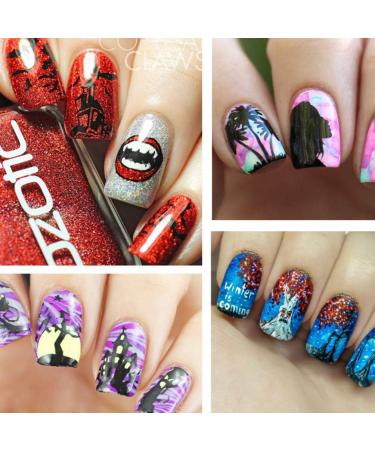 Lurrose 8-Piece Nail Art Stamping Plates - Ghost Skull & Pumpkin Designs for DIY Nail Decoration | International Shipping - Buy Online on GoSupps.com