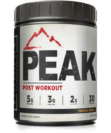 Peak Post Workout - BCAA 2:1:1 by Kodiak Supplements - Creatine - Glutamine - Muscle Recovery and Strength Building Supplement - 30 Servings - Tropical Mango