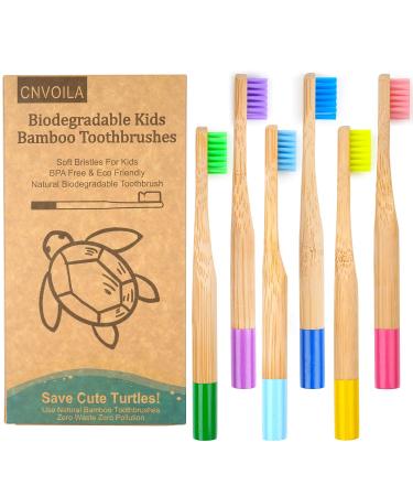 CNVOILA Bamboo Carcoal Toothbrush Soft Bristle Kids Toddler Toothbrush Eco Friendly 6 Colors for Kids
