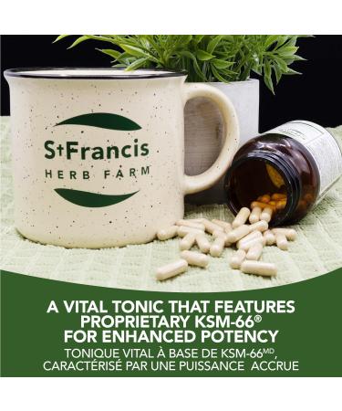 St. Francis Herb Farm Ashwagandha KSM-66 Capsules | Organic | Non-GMO | 60 Vegicaps - Buy Online on GoSupps.com