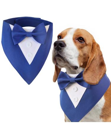 Liebeedd Neckuch Dog fly dog pet doghell towel triangle neckerche dogs tuxedo bandana adjustable dog sockets headscarves formal dog wedding outfit for birthday party m blue
