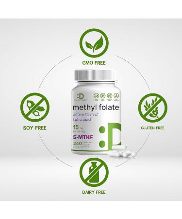 DEAL SUPPLEMENT L Methylfolate 15mg - 240 Veggie Capsules | Active Folic Acid (5-MTHF) for Prenatal Energy & Brain Support | Non-GMO Vitamin B9 - Buy Online on GoSupps.com