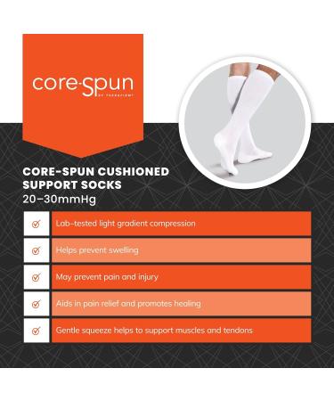 Core-Spun Padded Knee High Socks 20-30 mmHg - Large Black | Comfort & Compression for Every Step - Buy Online on GoSupps.com