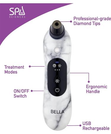 Spa Sciences Bella Microderm Pore Extractor & Nano Mister - 3-in-1 Exfoliation & Pore Purification for All Skin Types - Buy Online on GoSupps.com