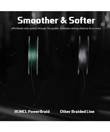 RUNCL PowerBraid 4/8/9 Strands Braided Fishing Line 300/500/1000Yds - Seamless Weaving & Enhanced Coating Tech - Zero Stretch, High Sensitivity - Smaller Diameter - Moss Green 15LB (6.8kg) - Buy Online on GoSupps.com