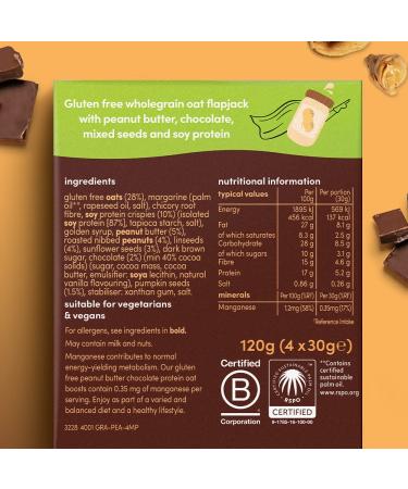 Buy Graze Gluten-Free Oatmeal Peanut Butter & Chocolate Protein 4 x 30g | Healthy Snack for Athletes | International Shipping - Buy Online on GoSupps.com