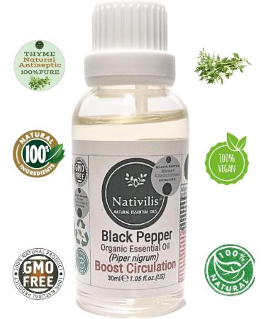 Nativilis Black Pepper Organic Essential Oil 30 ml (Piper nigrum) - Ease Aching Muscles Boost The Immune System Improves Circulation - Copaiba Properties - Buy Online on GoSupps.com