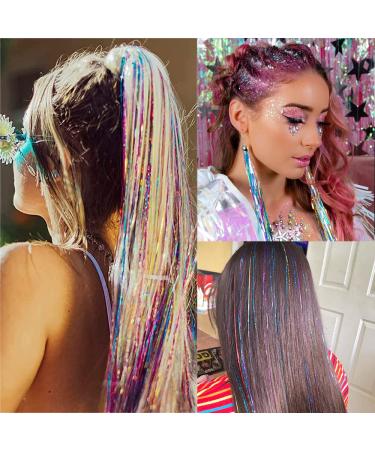 Hair Tinsel Kit - 12 Colors, 2600 Strands, Heat Resistant Fairy Hair Glitter Extensions - Buy Online on GoSupps.com