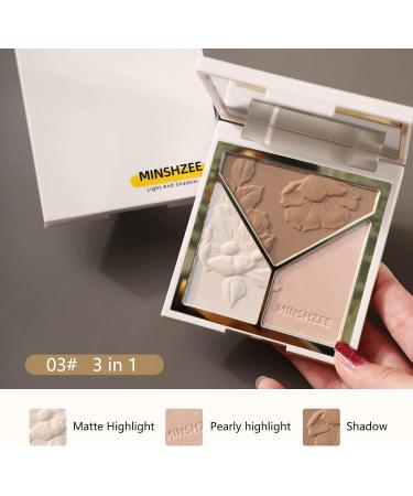 3-in-1 Blush Highlighter Contour Palette - Long-Lasting Sweat-Resistant Makeup Powder for Women - Natural Look, Matte Finish - Color 3, 1g - Buy Online on GoSupps.com