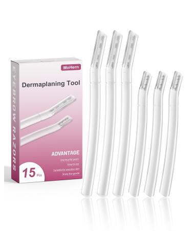 Dermaplane Razor for Women Face 15 Pcs Microblade Eyebrow Razors Multipurpose Dermaplaning Tool for Face 1 Count (Pack of 15) Transparent