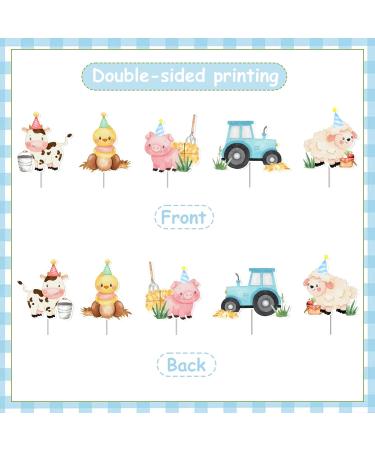24 Pcs Farm Animal Cupcake Toppers Blue Cupcake Picks for Boys Animal Theme Barnyard Baby Shower Birthday Party Cake Decoration Supplies - Buy Online on GoSupps.com