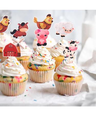 24 Farm Animal Cupcake Toppers - Barn Theme Birthday & Baby Shower Decorations - Buy Online on GoSupps.com