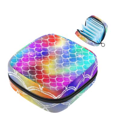 Fish Scale Storage Bag for Women Teen Girls Menstrual Cup Pouch Nursing Pillow Rosy Blue Purple Color 1