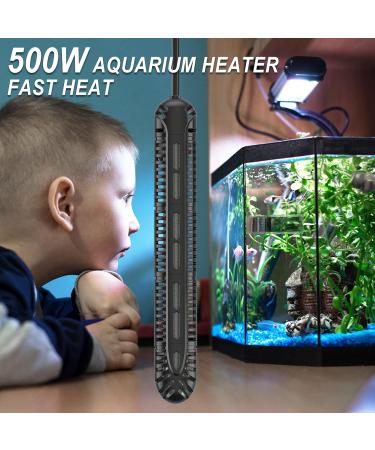 Hitauing 500W Aquarium Heater with LED Display - Safe & Efficient Heating for 75-120 Gallon Fish Tanks | Reliable Dipable Design with 5 Safety Protections - Buy Online on GoSupps.com