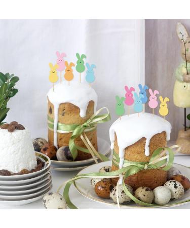 Whaline 60Pcs Easter Cupcake Topper Double-Sided Easter Bunny Cupcake Picks Colorful Rabbit Food Picks for Easter Spring Party Supplies Cake Decorations - Buy Online on GoSupps.com