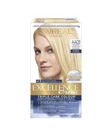 L Or al Paris Excellence Cr me Permanent Hair Color AA03 Ultra Light Natural Blonde 100% Grey Coverage Hair Dye 1 EA (Packaging May Vary) Aa03 Ultra Light Natural Blonde Cream formula